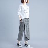Women One Piece Plaid Casual Pants